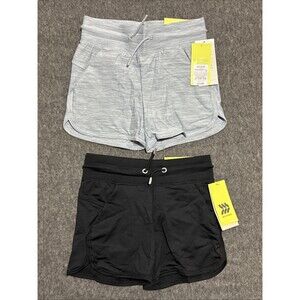 All In Motion Girls Running Shorts 2 Pairs Gray Black Extra Small 4/5